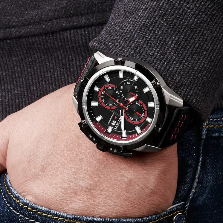 MEGIR Luxury Men's Watch Top Brand Fashion Sports Military Watches for Men Waterproof Quartz Wristwatch Leather Clock Man 2062