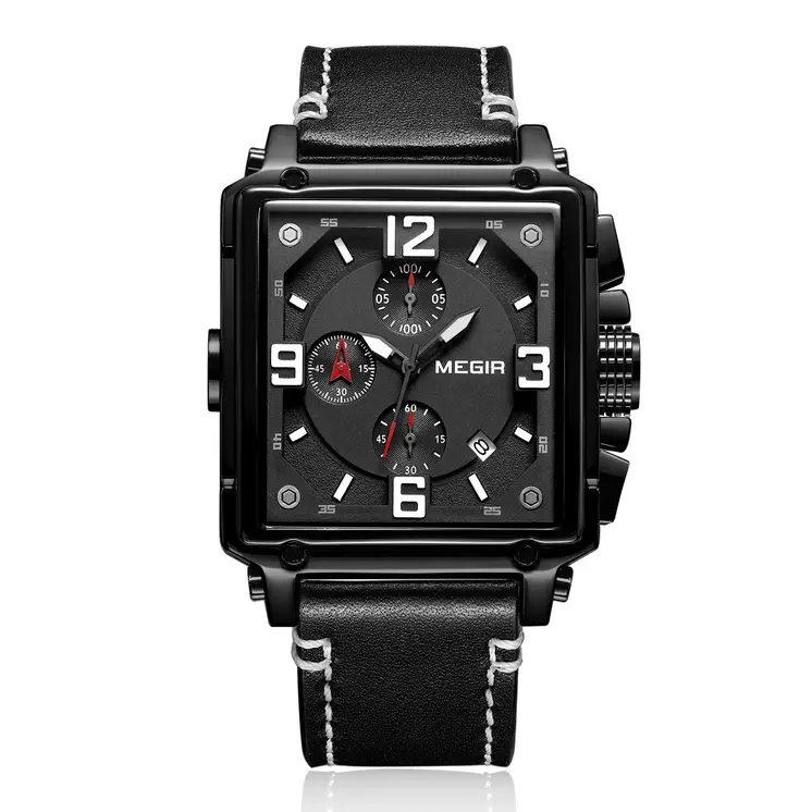 MEGIR Men Watch Top Brand Luxury Chronograph Quartz Watches Clock Men Leather Sport Army Military Wrist Watch Relogio Masculino