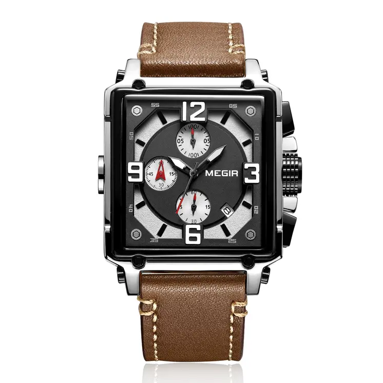 MEGIR Men Watch Top Brand Luxury Chronograph Quartz Watches Clock Men Leather Sport Army Military Wrist Watch Relogio Masculino