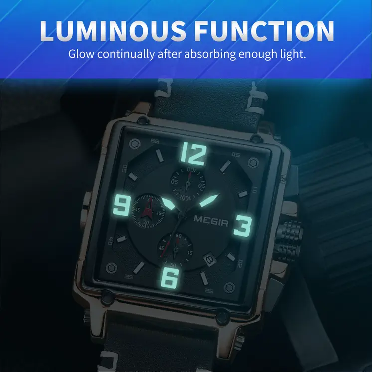 MEGIR Men Watch Top Brand Luxury Chronograph Quartz Watches Clock Men Leather Sport Army Military Wrist Watch Relogio Masculino