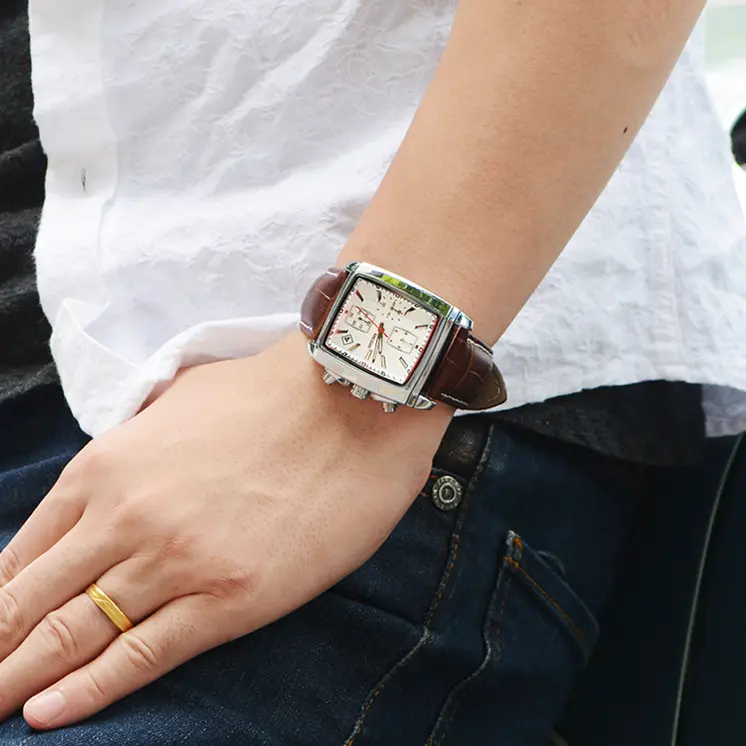 MEGIR Watch Men Business Wristwatch Rectangle Quartz Military Watches Waterproof Luminous Leather Casual Moda Clock Reloj Hombre