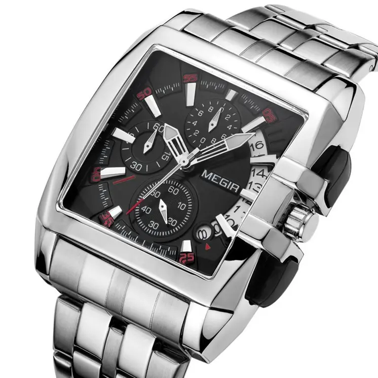 MEGIR Original Luxury Men Watch Stainless Steel Mens Quartz Wrist Watches Business Big Dial Wristwatches Relogio Masculino 2018