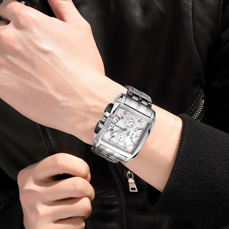 MEGIR Original Luxury Men Watch Stainless Steel Mens Quartz Wrist Watches Business Big Dial Wristwatches Relogio Masculino 2018