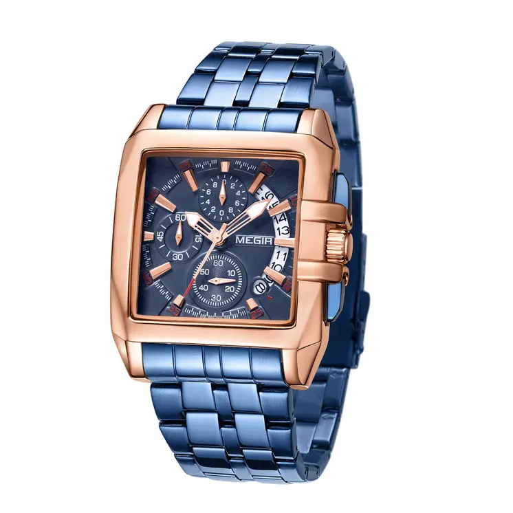 MEGIR Original Luxury Men Watch Stainless Steel Mens Quartz Wrist Watches Business Big Dial Wristwatches Relogio Masculino 2018