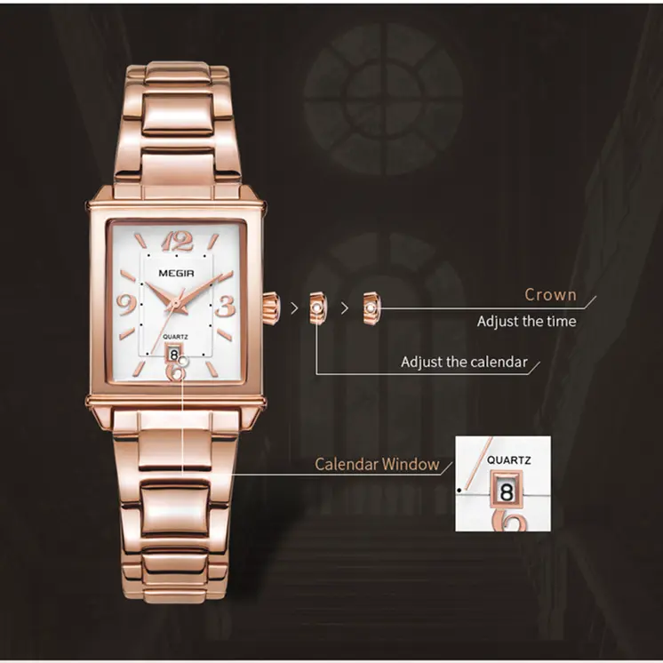 MEGIR White Women's Watches Top Brand Luxury Waterproof Woman Watch Bracelet Fashion Stainless Steel Band Wrist Watch for Women