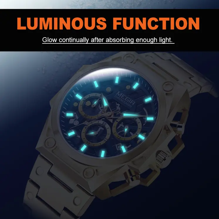 MEGIR Men's Watches Waterproof Sports Wristwatches Quartz Watch Chronograph Luminous Male Clock Calendar Relogio Masculino