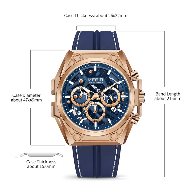 MEGIR Men's Watches Waterproof Sports Wristwatches Quartz Watch Chronograph Luminous Male Clock Calendar Relogio Masculino