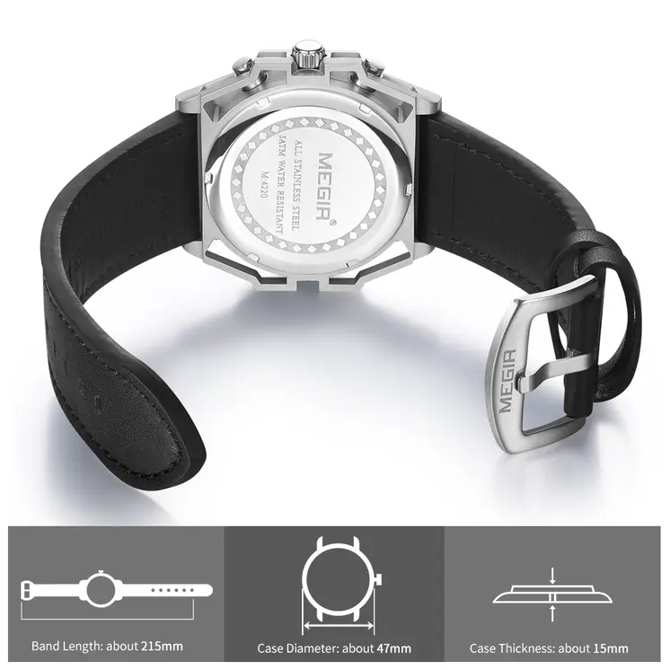 MEGIR Men's Watches Waterproof Sports Wristwatches Quartz Watch Chronograph Luminous Male Clock Calendar Relogio Masculino