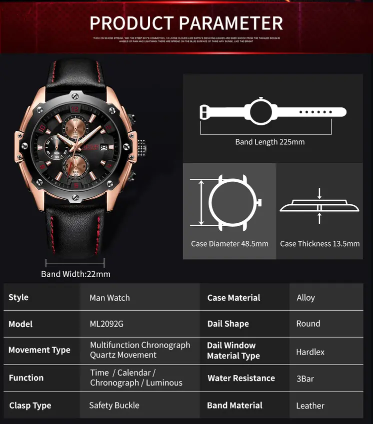 MEGIR Black Mens Watches Top Brand Luxury Chronograph Sports Quartz Wrist Watch Man Clock Waterproof Army Military Wristwatches