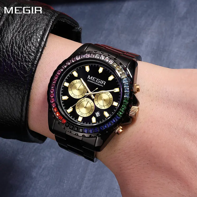 MEGIR Men Watches Brand Luxury Military Wristwatch Waterproof Steel Strap Quartz Chronograph Date Clock Male Relogio Masculino