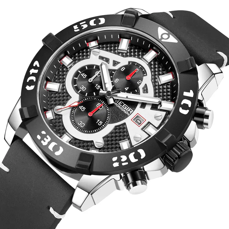 MEGIR Men Watches Fashion Luxury Big Dial Sports Watches Waterproof Quartz Wristwatch Chronograph Man Casual Luminous Clock 2136