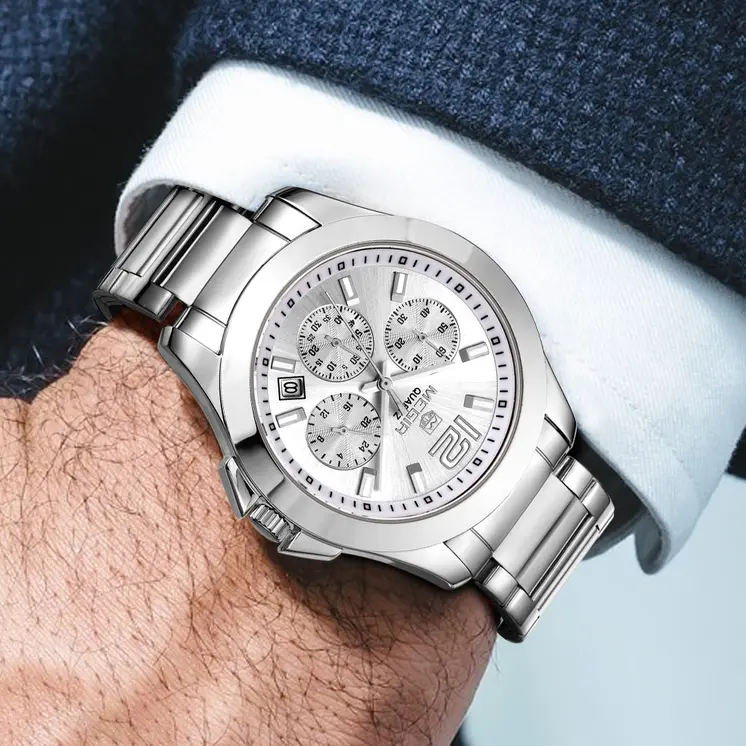 MEGIR Fashion Mens Watches for Men Top Brand Luxury Luminous Clock Steel Quartz Business Wristwatch Calendar Reloj Hombre 5006G