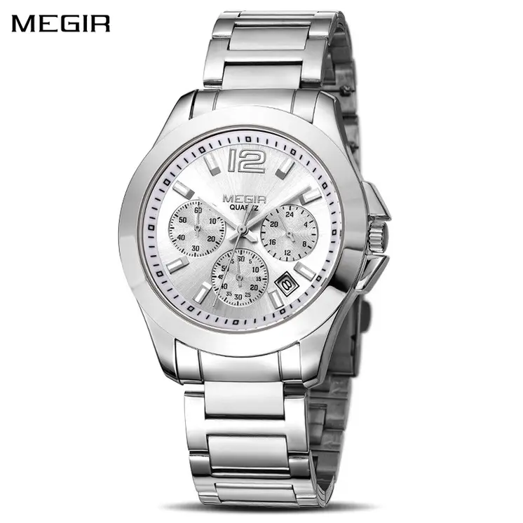 MEGIR Fashion Mens Watches for Men Top Brand Luxury Luminous Clock Steel Quartz Business Wristwatch Calendar Reloj Hombre 5006G