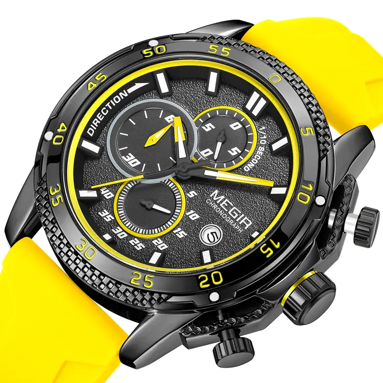 MEGIR Mens' Watches Luxury Fashion Military Sport Watch for Man Waterproof Luminous Silicone Quartz Wrist Watch Clock 2211