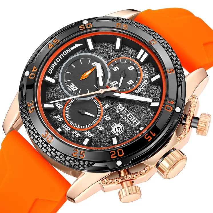 MEGIR Mens' Watches Luxury Fashion Military Sport Watch for Man Waterproof Luminous Silicone Quartz Wrist Watch Clock 2211