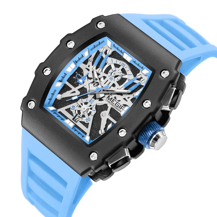 MEGIR Luxury Outdoor Sport Wristwatch for Mens Silicone Waterproof Watches Quartz Wrist Watch Male Clock Military Watch 2218