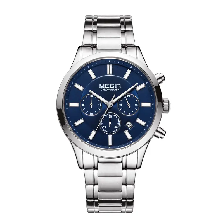 MEGIR Stainless Steel Waterproof Wrist Watches for Men Luminous Chronograph Business Quartz Men's Casual Clock Reloj Hombre