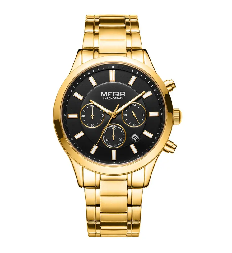 MEGIR Stainless Steel Waterproof Wrist Watches for Men Luminous Chronograph Business Quartz Men's Casual Clock Reloj Hombre