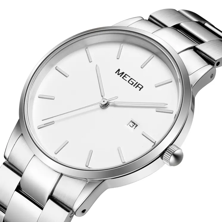 MEGIR Quartz Watch for Men Top Brand Luxury Steel Band Wristwatches Business Casual Date Clock Waterproof Relogio Masculino