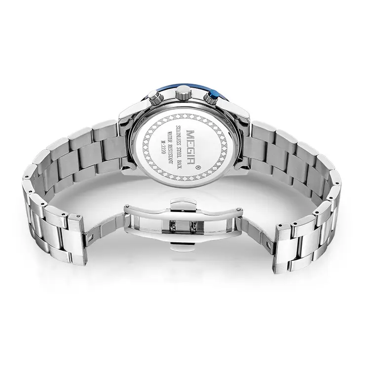 MEGIR Luxury Watch Mens Business Watches Calendar Stainless Steel Quartz Wrist Watch Clock Casual Chronograph Relogio Masculino