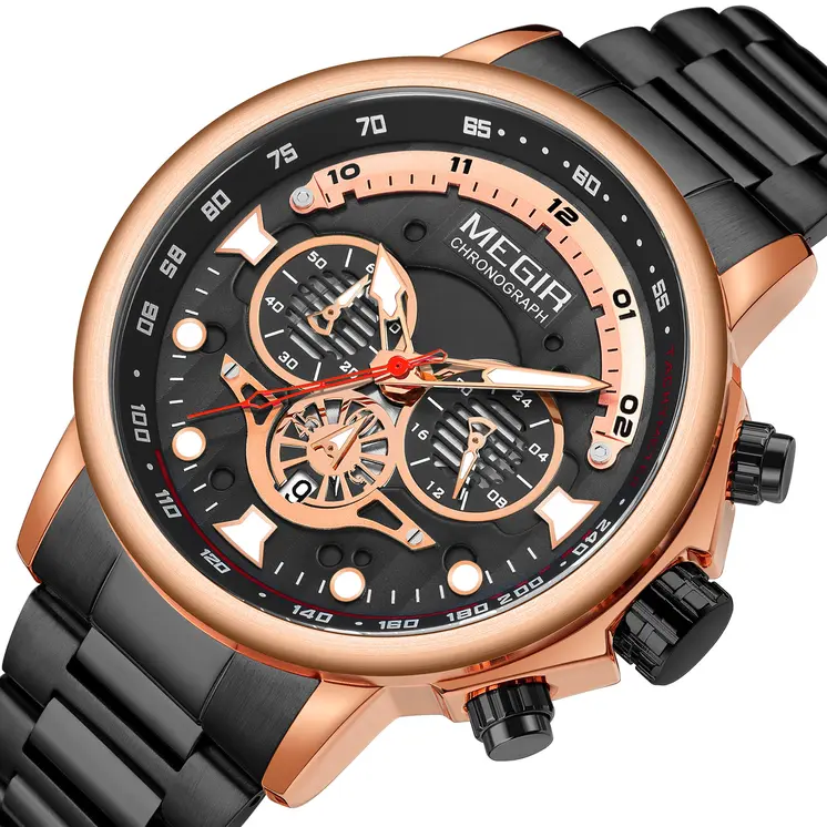 MEGIR Luxury Men Watches Stainless Steel Quartz Wristwatches Fashion Men Business Watch Clock Male Chronograph Relogio Masculino
