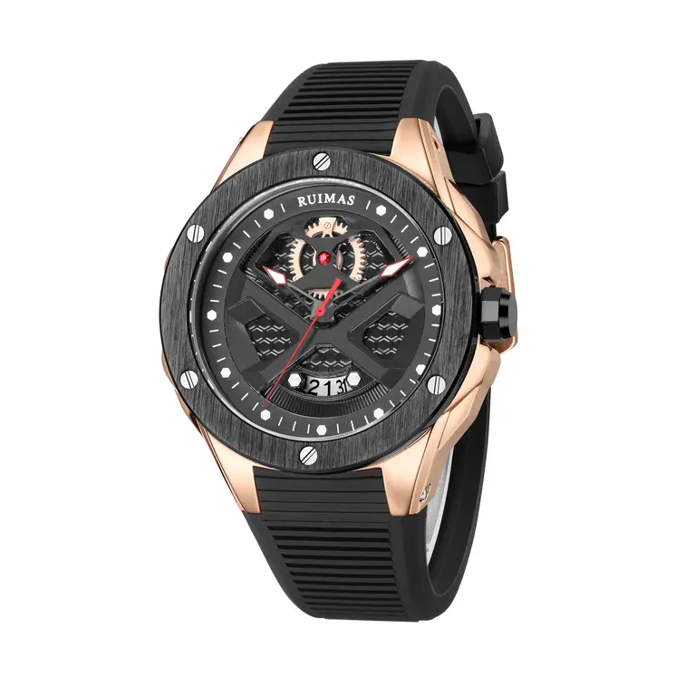 RUIMAS Brand Fashion Sport Watches for Men Quartz Silicone Band Wrist Watch Date Waterproof Wristwatches Clock Relogio Masculino