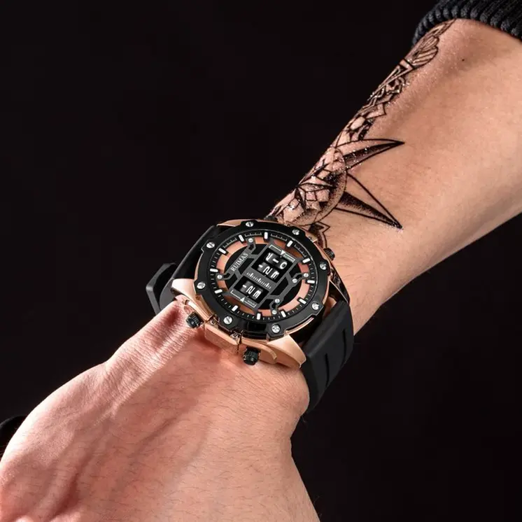 RUIMAS Mens Watches Roller Pointer Sports Quartz WristWatch Fashion  Luxury Silicone Strap Waterproof Relogio Masculino