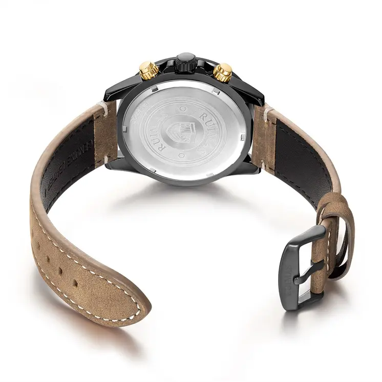 RUIMAS Luxury Brand Mens Watches Quartz Leather Strap Wristwatch Waterproof Clock Sports Large Dial Watch Auto Date Montre Homme