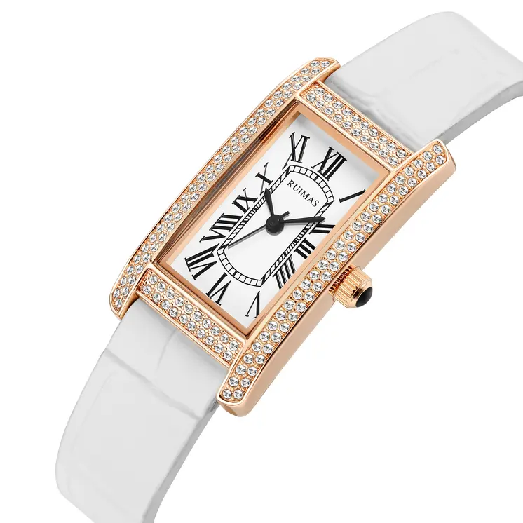 RUIMAS Brand Wrist Watches For Women Square Rose Gold WristWatch Fashion Luxury Leather Female Casual Ladies Quartz Watch Clock