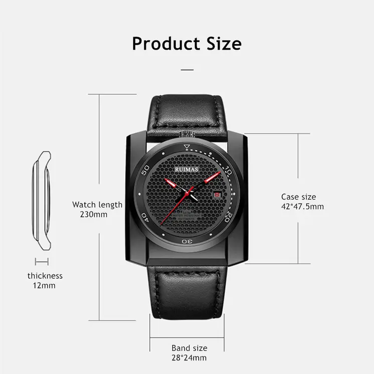 RUIMAS Luxury Men Watches Automatic Mechanical Wrist Watch for Mens Fashion Leather Business Casual Clock Montre Homme 6775