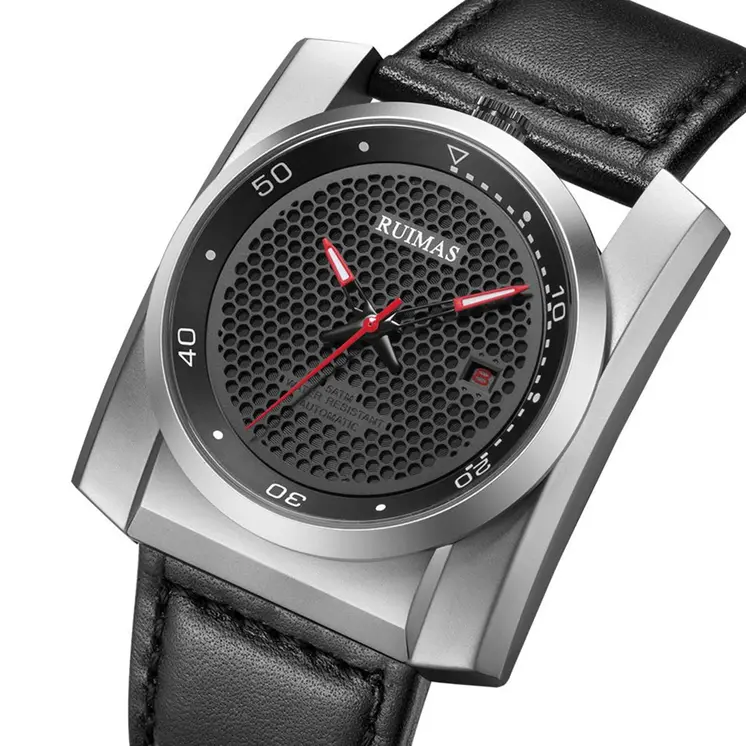 RUIMAS Luxury Men Watches Automatic Mechanical Wrist Watch for Mens Fashion Leather Business Casual Clock Montre Homme 6775