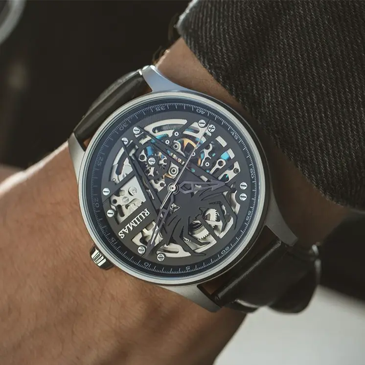 RUIMAS Mens Watches Leather Sports Watches Men's Army Military Wrist Watch Automatic Mechanical Male Clock Reloj Hombre 6787