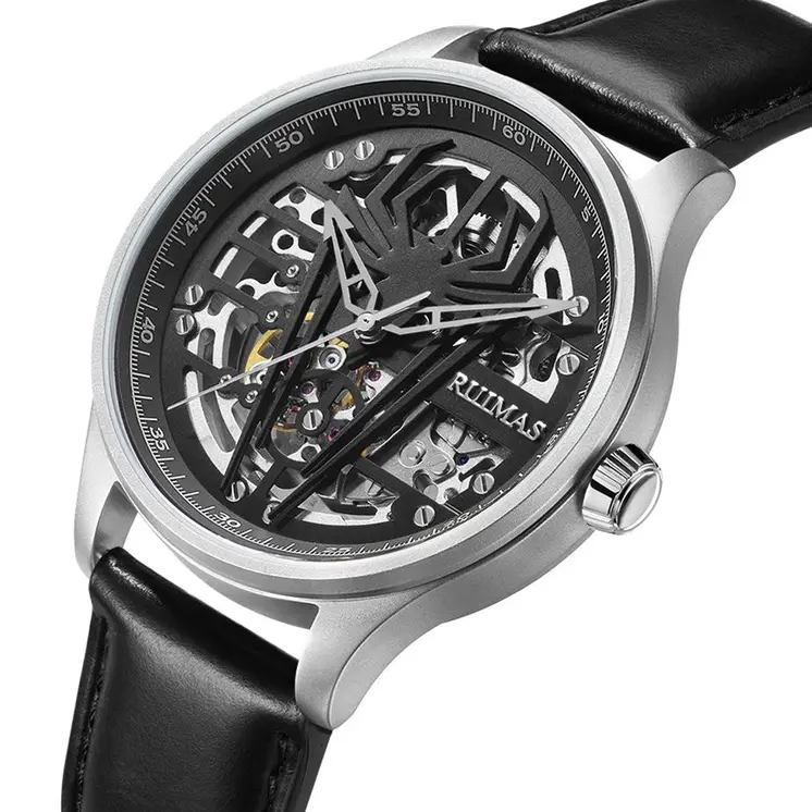 RUIMAS Mens Watches Leather Sports Watches Men's Army Military Wrist Watch Automatic Mechanical Male Clock Reloj Hombre 6787