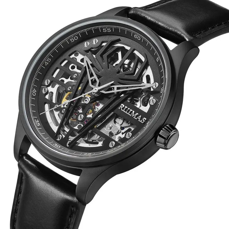 RUIMAS Mens Watches Leather Sports Watches Men's Army Military Wrist Watch Automatic Mechanical Male Clock Reloj Hombre 6787