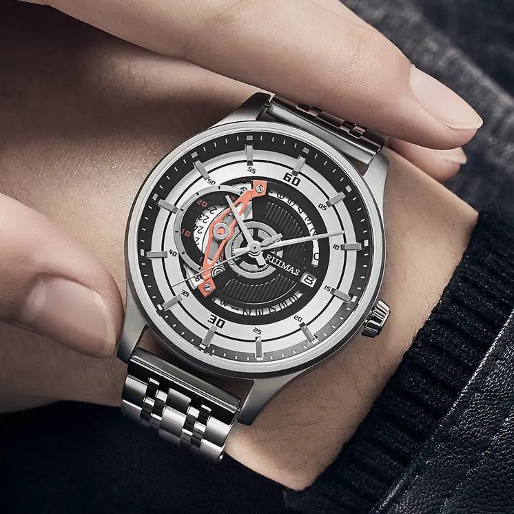 RUIMAS Luxury Business Watches for Mens Fashion Stainless Steel Automatic Mechanical Watch Waterproof Date Wristwatch Clock 6786