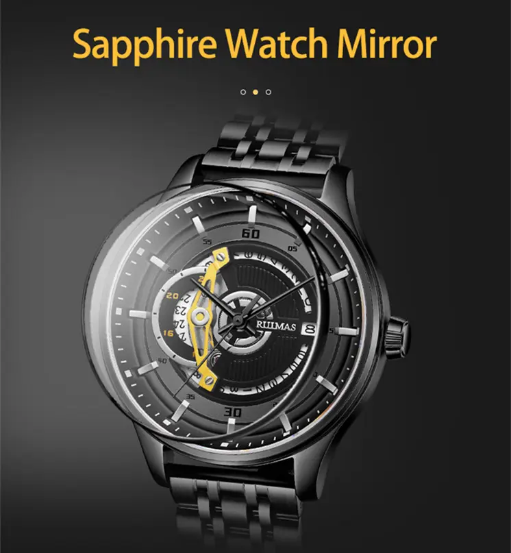 RUIMAS Luxury Business Watches for Mens Fashion Stainless Steel Automatic Mechanical Watch Waterproof Date Wristwatch Clock 6786