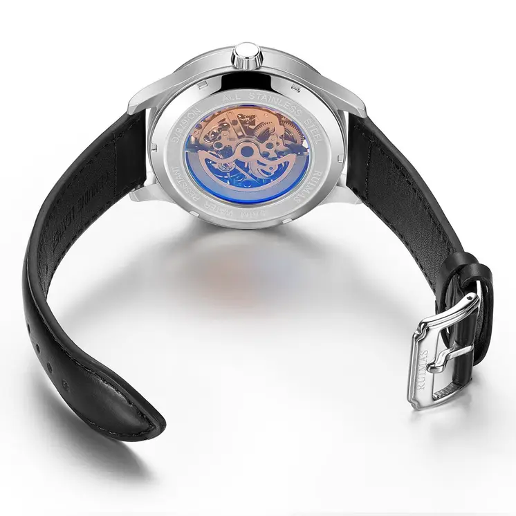 RUIMAS Mens Watches Leather Sports Watches Men's Army Military Wrist Watch Automatic Mechanical Male Clock Reloj Hombre 6787