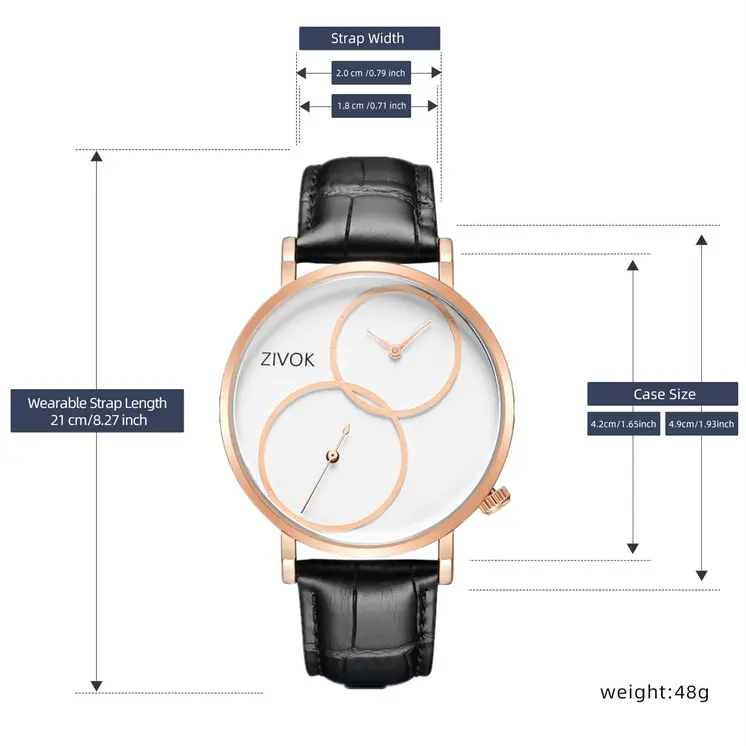 ZIVOK Large Dial Men's Quartz Watches Leather Bracelet Sport Men Watches Waterproof Male Clock Reloj Hombre