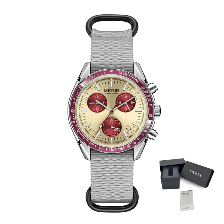 MEGIR Fashion Brand Men Wristwatches Military Sport Watches Canvas Strap Waterproof Chronograph Clock Gift for Men Montre Homme 2247