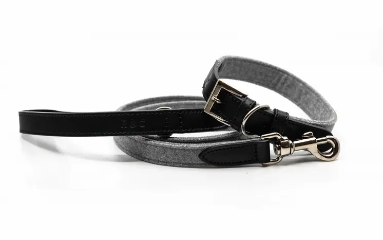“Eton” Fabric & Leather Dog Lead – by Ralph & Co