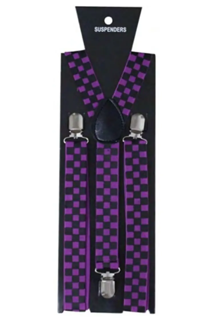 Wickedfun Black/Purple Checkered Printed Braces (2.5 cm)