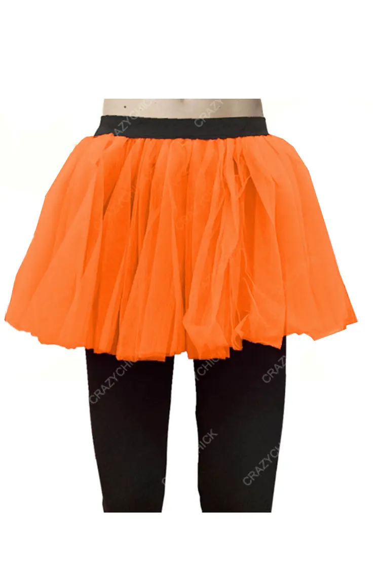 Crazy Chick Women 2 Layers Orange Ladies Tutu Skirt