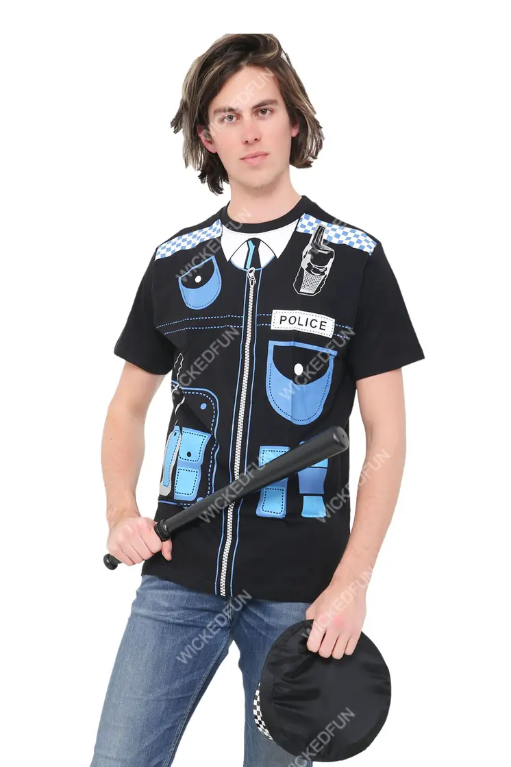 Wickedfun Men Police Printed T-Shirt