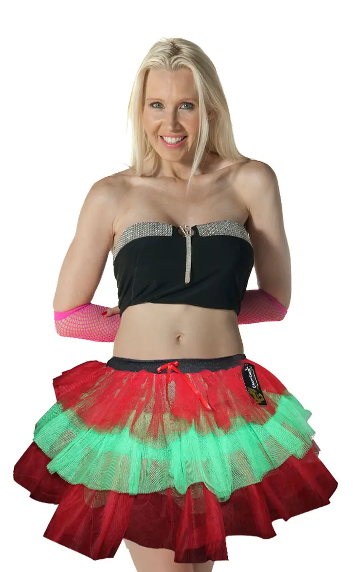 Crazy Chick Women Green-Red Ladies Tutu Skirt