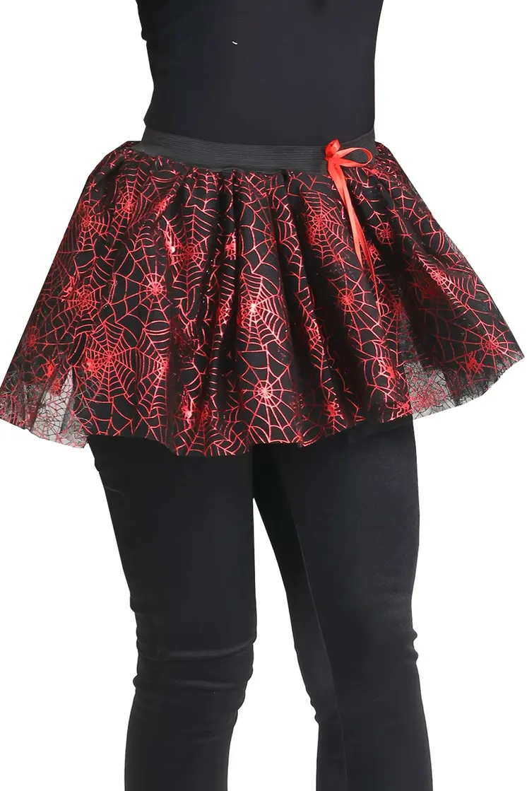 Crazy Chick Women 4 Layer Red Spider Skirt