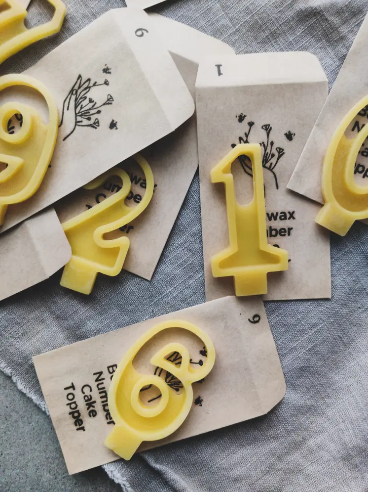 Beeswax Number Cake Topper (full set 0-9)
