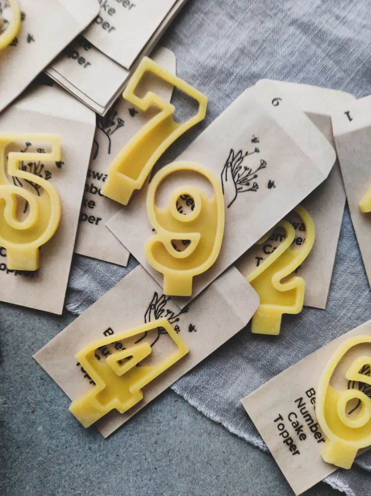 Beeswax Number Cake Topper (full set 0-9)