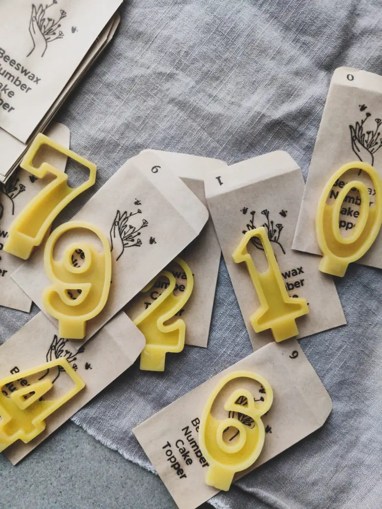Beeswax Number Cake Topper (full set 0-9)