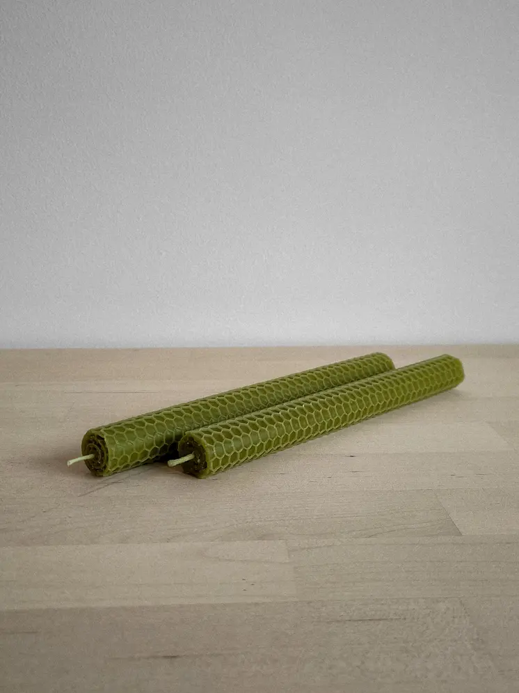 Honeycomb rolled beeswax taper candles
