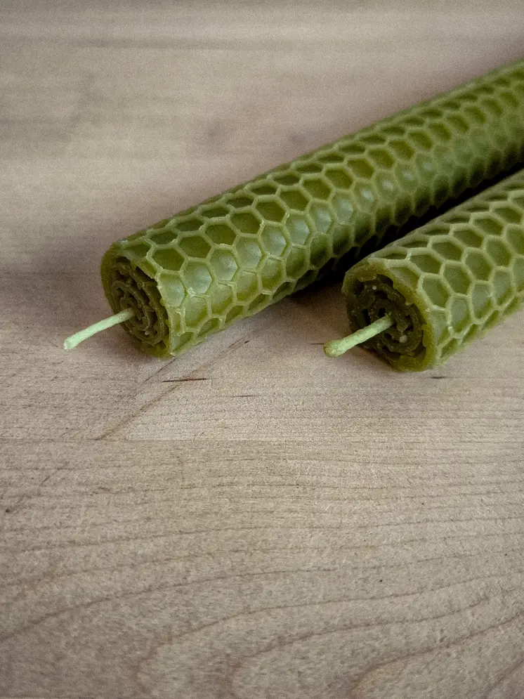 Honeycomb rolled beeswax taper candles